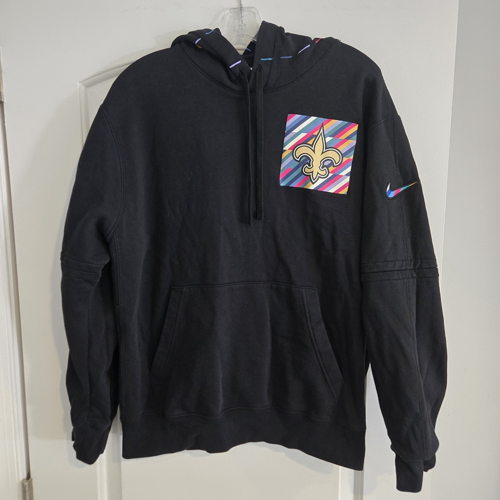 Nike NFL New Orleans Saints Crucial Catch Hoodie Black Pullover Men's Large